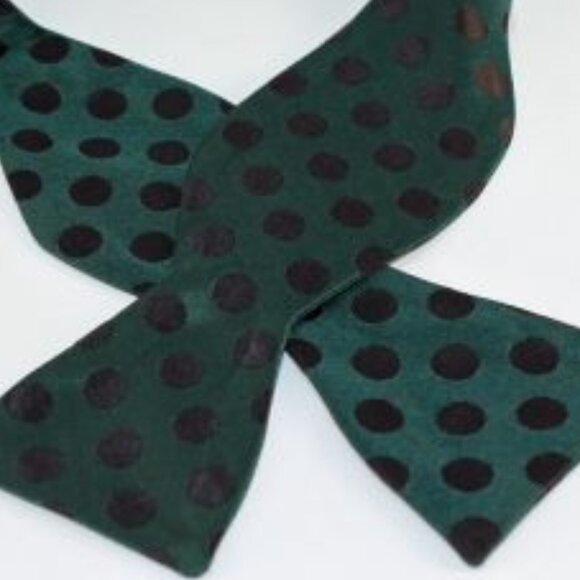 NEW Lanae Joy Silk Adjustable Bow Tie Bowtie / Green Black / Privat… - Picture 2 of 4